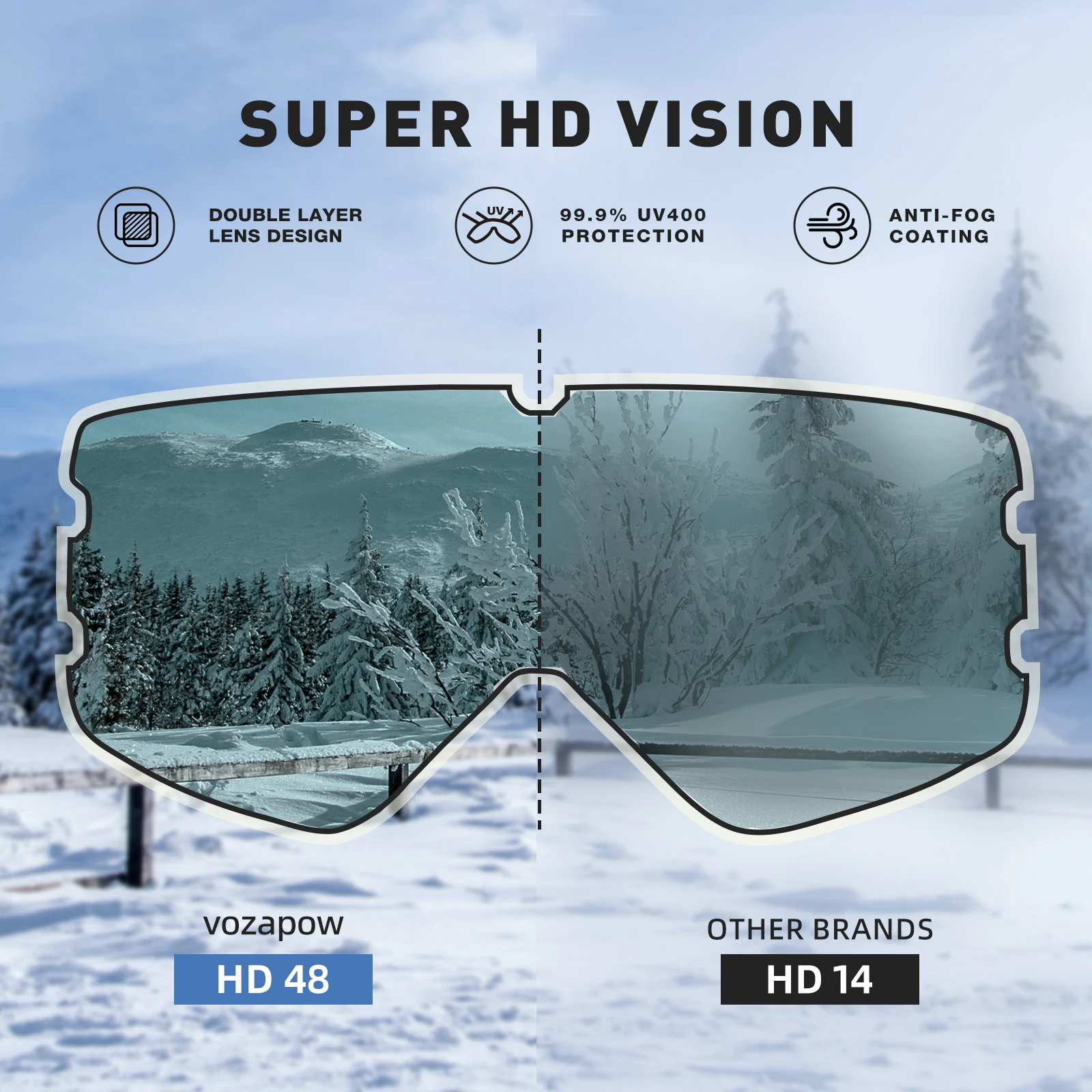 Óculos de esqui e snowboard VO - Snowboard Goggles Otg Over Glasses avaliação e preço