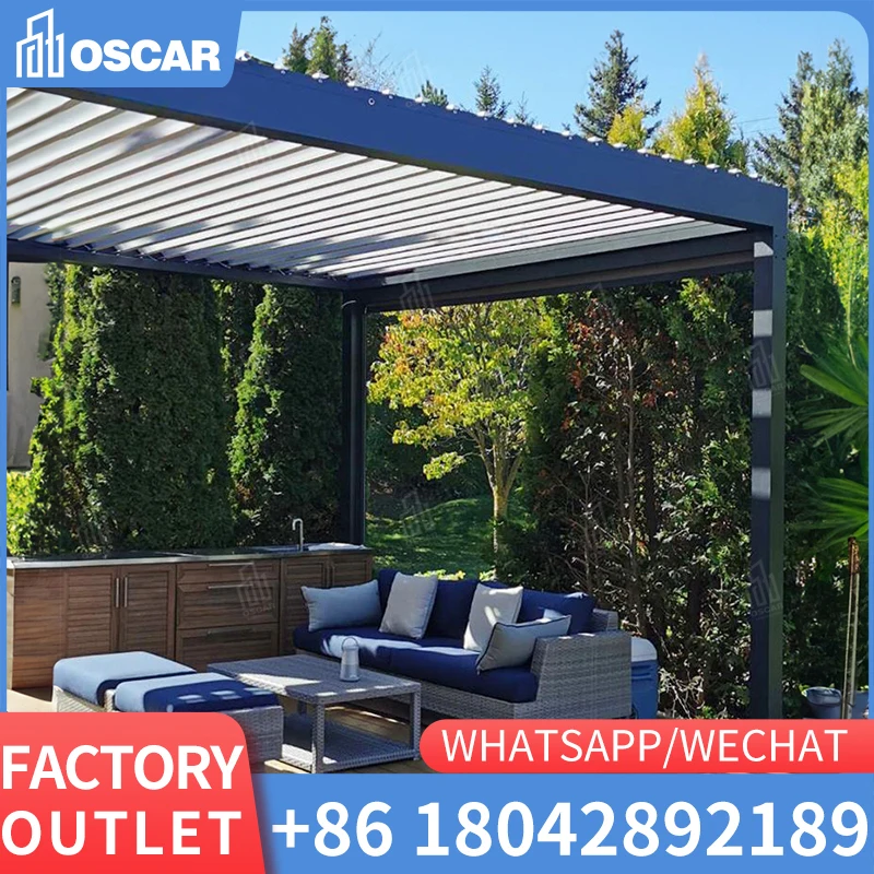 

Electrical Carport Louvered Canopy Roof Garden Exterior Panel Patio Aluminium Pergola with Zip Screen