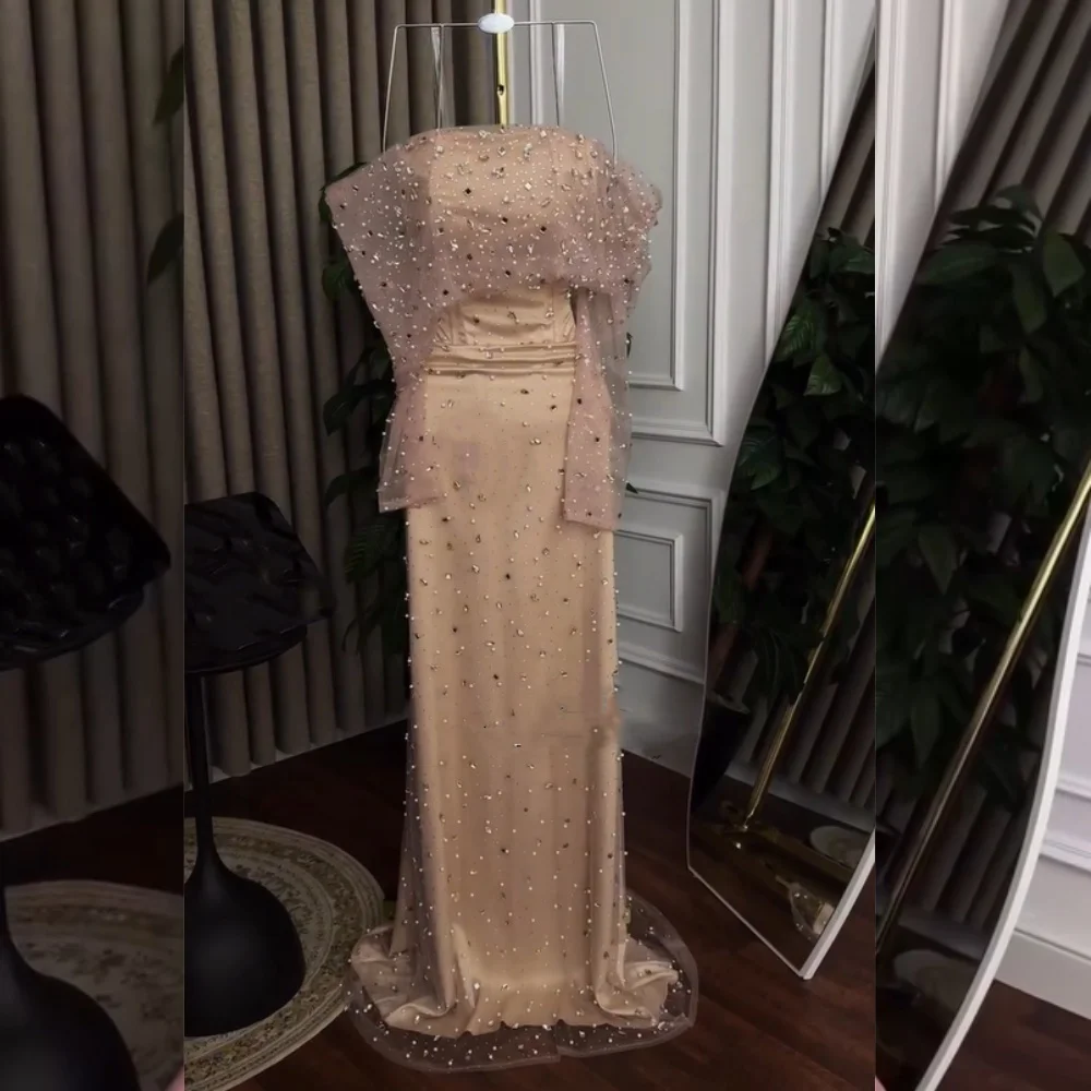 

Customized Formal Sequined Pleat A-line Off-the-shoulder Long Dresses Bespoke Occasion Chinese Style Sparkle