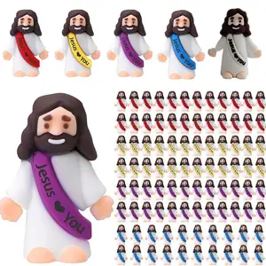 50 buah Miniatur Patung Yesus Meja PVC Figur Religius Natal Paskah Dekorasi Hadiah Pesta Halloween 8 patung natal miniatur penjualan terbaik - №