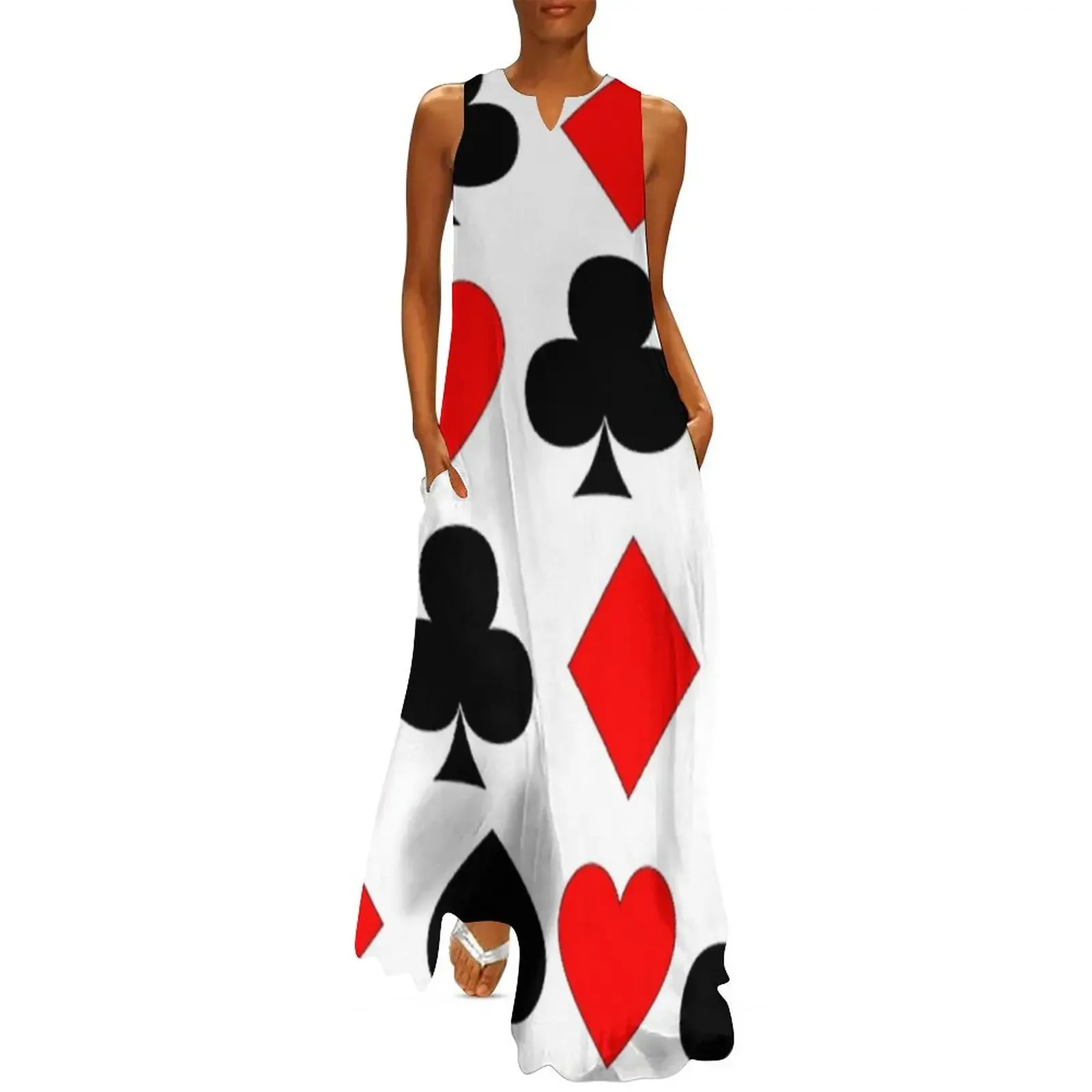 

DECORATIVE CASINO NIGHTS CARD SUITS ART Long Dress birthday dress Dress