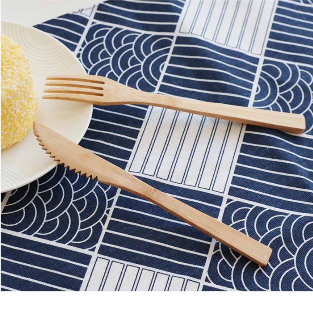 

6Pcs Bamboo Flatware Set Sustainable Reusable Spoon Fork Chopsticks Straw Brush Ideal for Camping Picnic Travel Eating