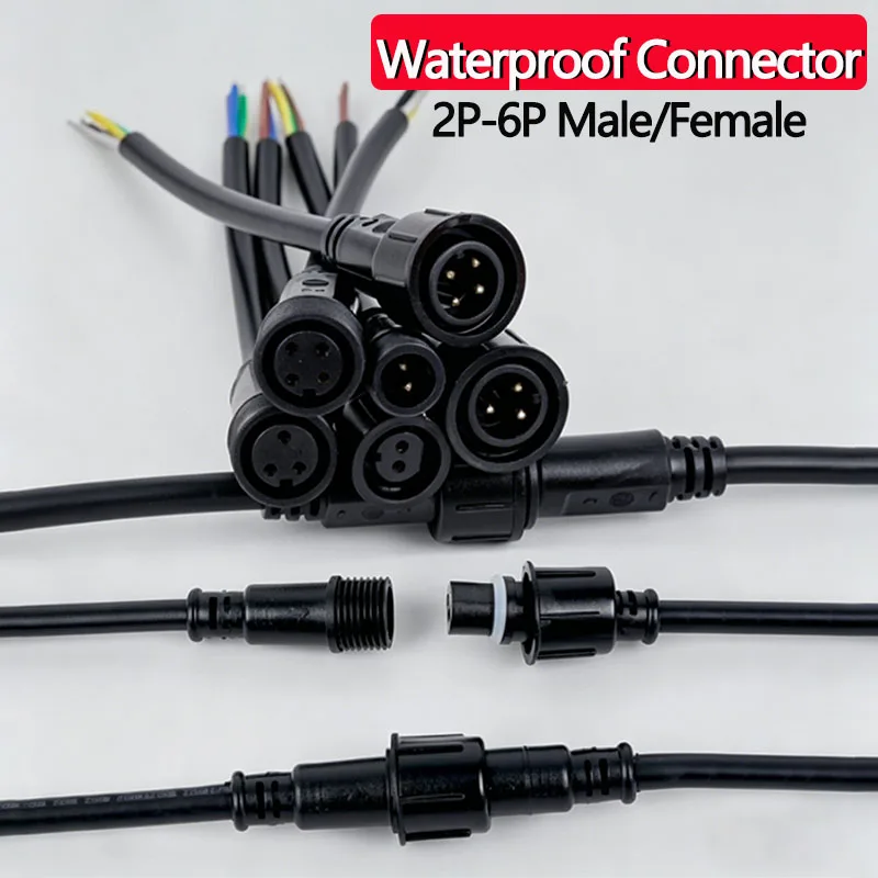 Kit de connecteurs étanches 2/3/4/5/6 broches avec câble de 0,5-1,5 mm² – Raccord électrique homologué pour éclairage LED et usage extérieur