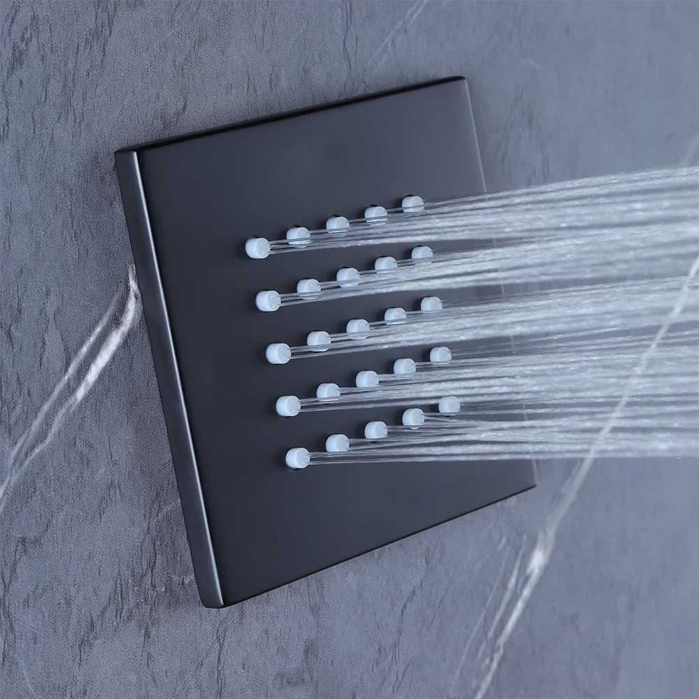 Luxurious Matte Black 800*600mm LED Music Shower System Thermostatic Large Rainfall Shower Set with Remote Control