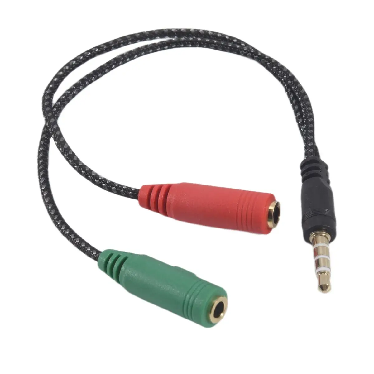 A64I 1 Pcs Cable Adapter 2 In 1 Splitter 4 Pole 3.5mm Audio Earphone Headset to 2 Female Jack Headphone Mic Audio Cable 3 pole f