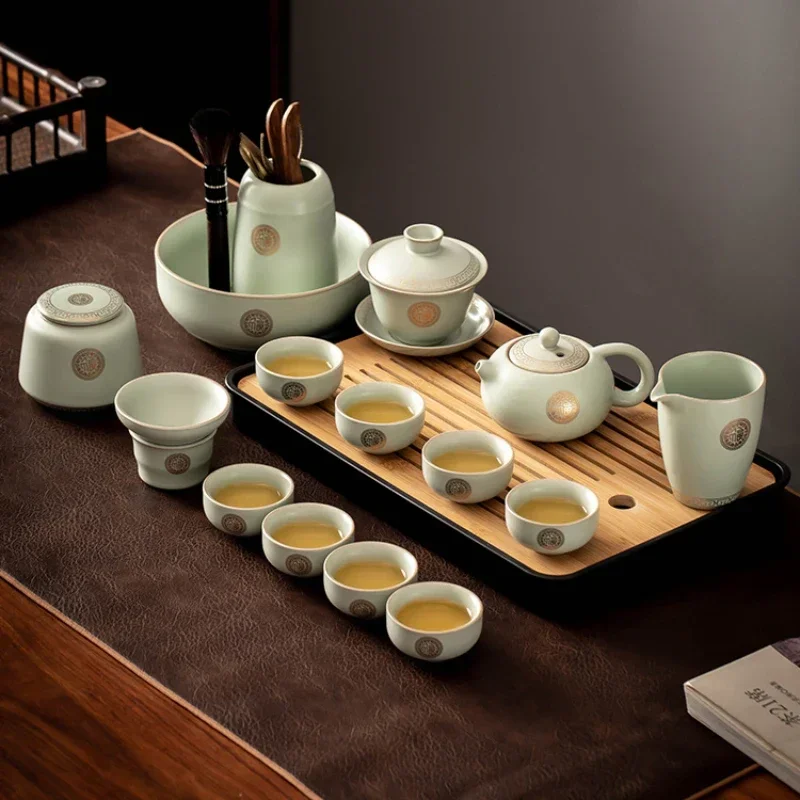 Luxury Chinese Traditional Teaware Sets Kung Fu Ceramic Teaware Sets Gift Accessories Jogo De Xicaras Kichens Items WZ50TS