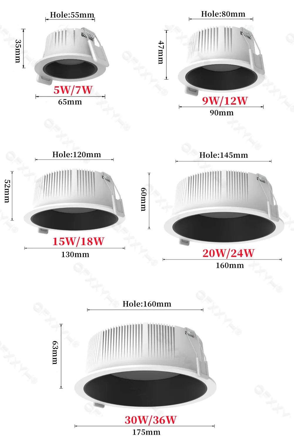 Led Downlight 30W 36W Verzonken Ronde Led Plafond Lamp 12W 15W 18W 20W 120 ° Ac 110V 220V Indoor Verlichting Warm Wit Natuurlijk Wit