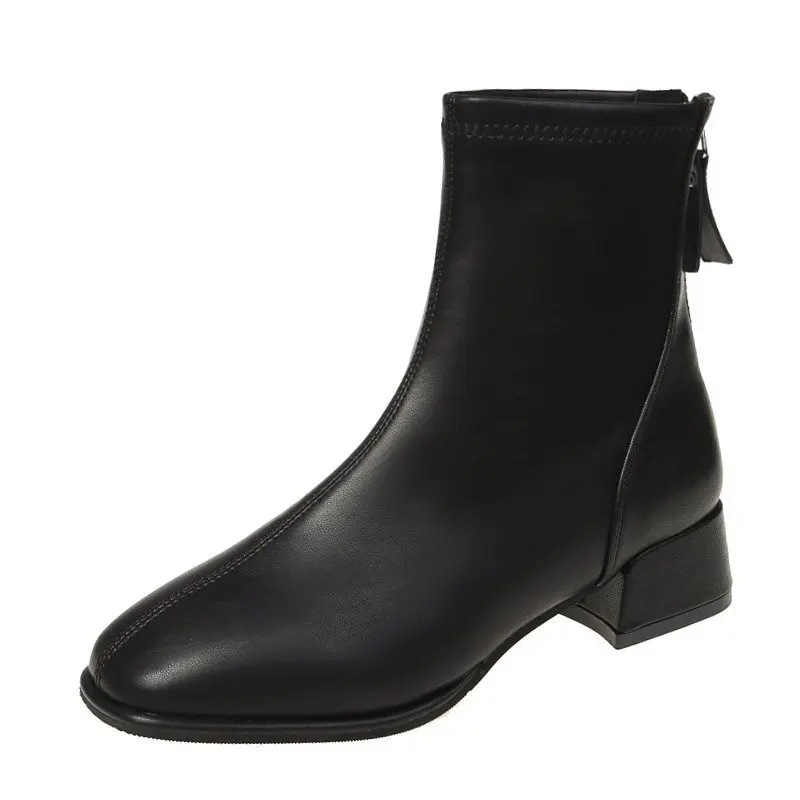 Elastic Socks Boots Fashion Ankle Boots Women High Heel Thicks Heel Square Toe Short Boots Women Retro 2022 New Ladies Shoes