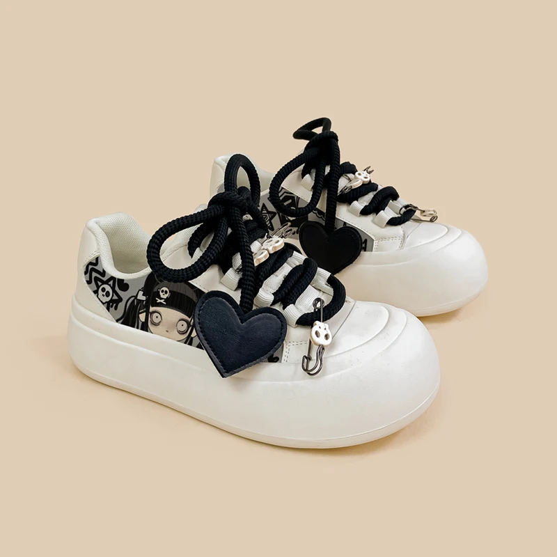 Amy e Michael Lolita Shoes Design originale Cute Girls studenti Chunky Shoes donna donna Graffiti Casual Canvas Sneakers