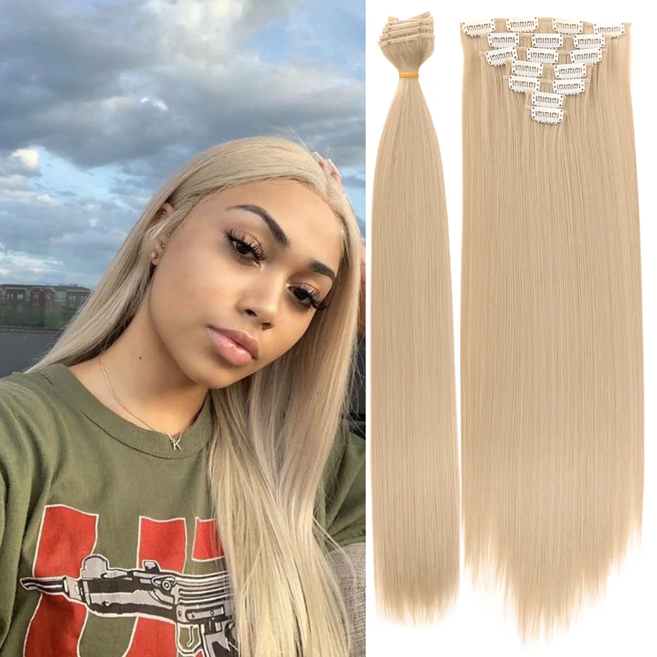 Synthetic 7 Pieces Clip-In Hair Extensions Set