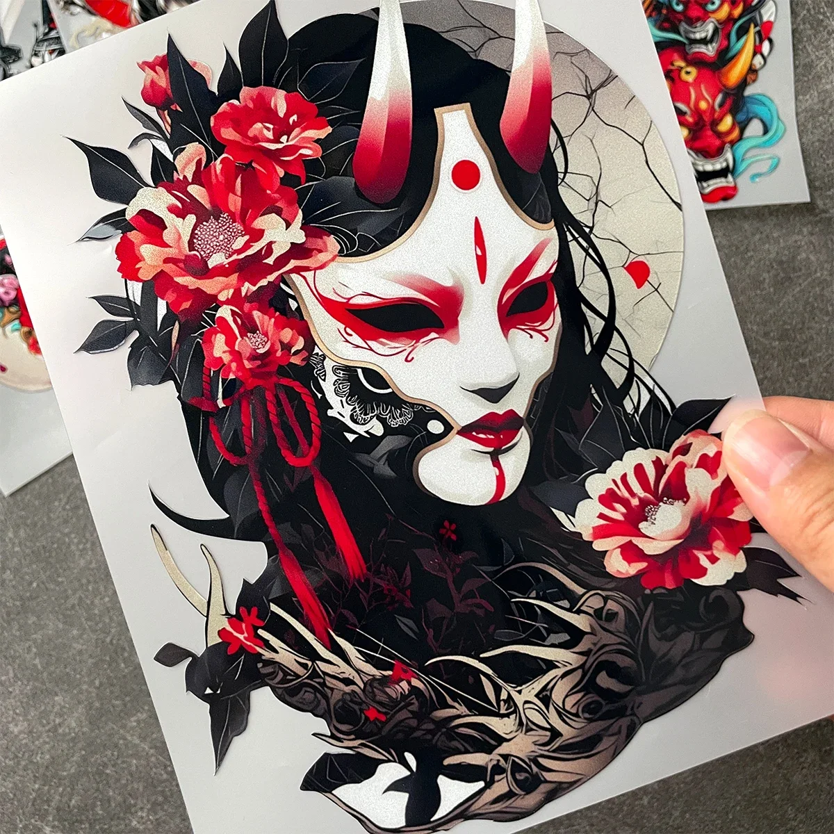 JDM Geisha Kabuki Vinyl Car Stickers Reflective Motorcycle Scooter Moto Body Windshield Decals Accessories For Kawasaki Suzuki