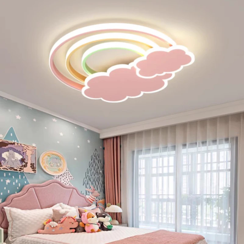 modern minimalista nuvem arco iris led luzes de teto quarto das criancas lampadas bercario quente bebe menino menina quarto 01