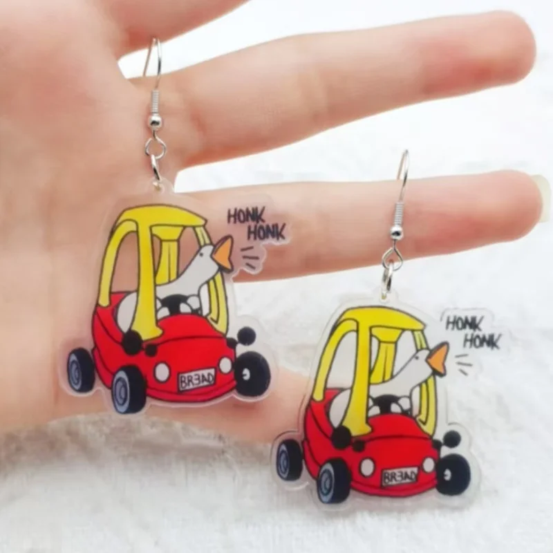 1 pair of acrylic cycling duck earrings, women's earrings, the best choice for gifts
