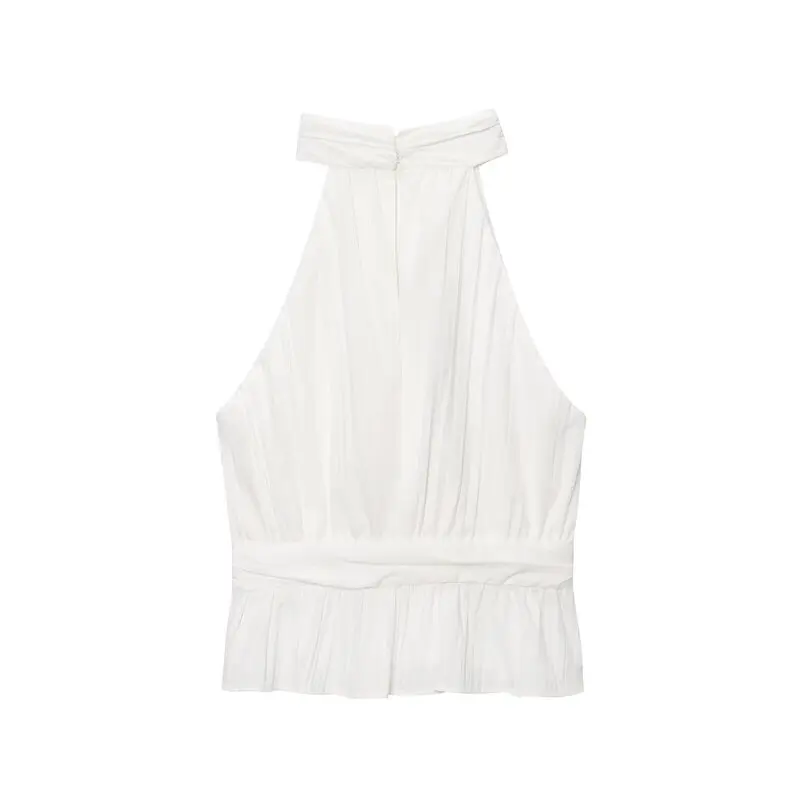 Top de Mujer con Cuello Pado a la Moda, Nuevo Modelo de Verano, Diseño E, Ceco sin Espalda, Ajuste Hoado, Larg...