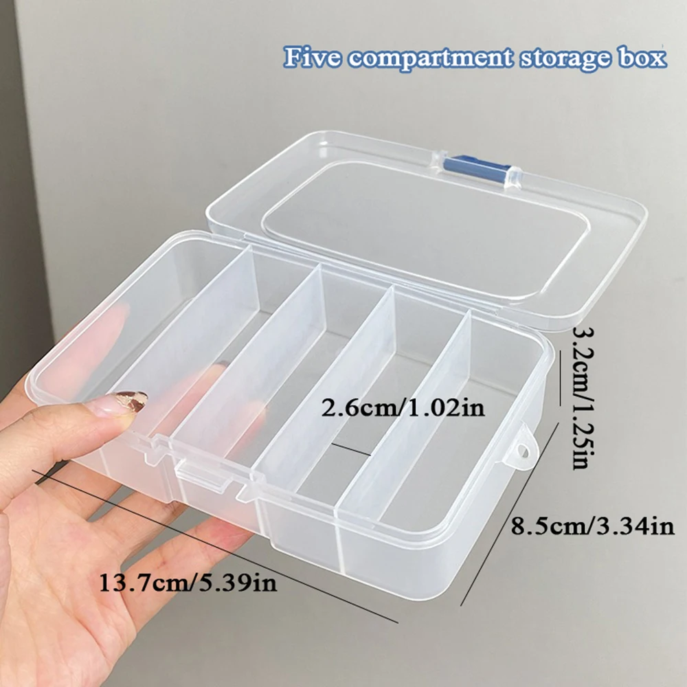 5/6 Cells Storage Box Rectangle Case Empty Plastic Box Jewelry Box Makeup Tool Box Multifunctional Transparent Sturdy