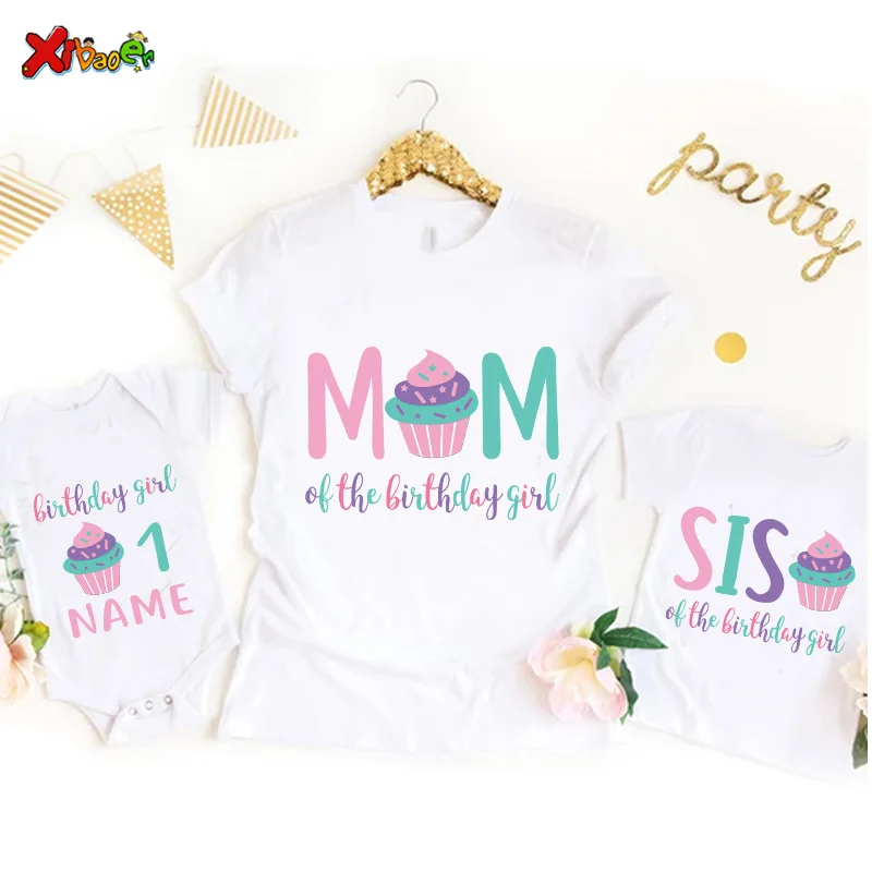 Birthday Girl Family Shirts Ice Cream Family Shirts for Birthday Parties Baby Showers Sweet Personalized Name Party T-shirt 1st