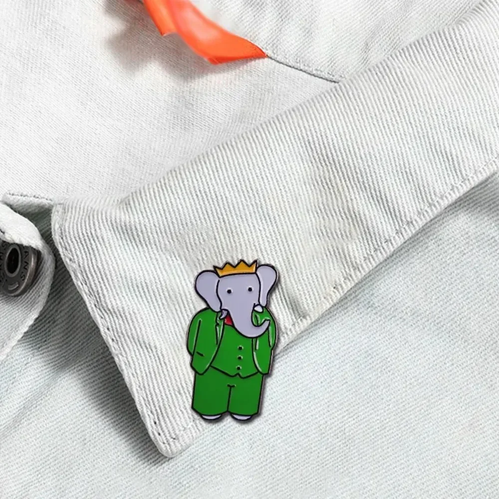 Babar The Elephant smalto Pin francese fiaba personaggio distintivo zaino decorazione gioielli