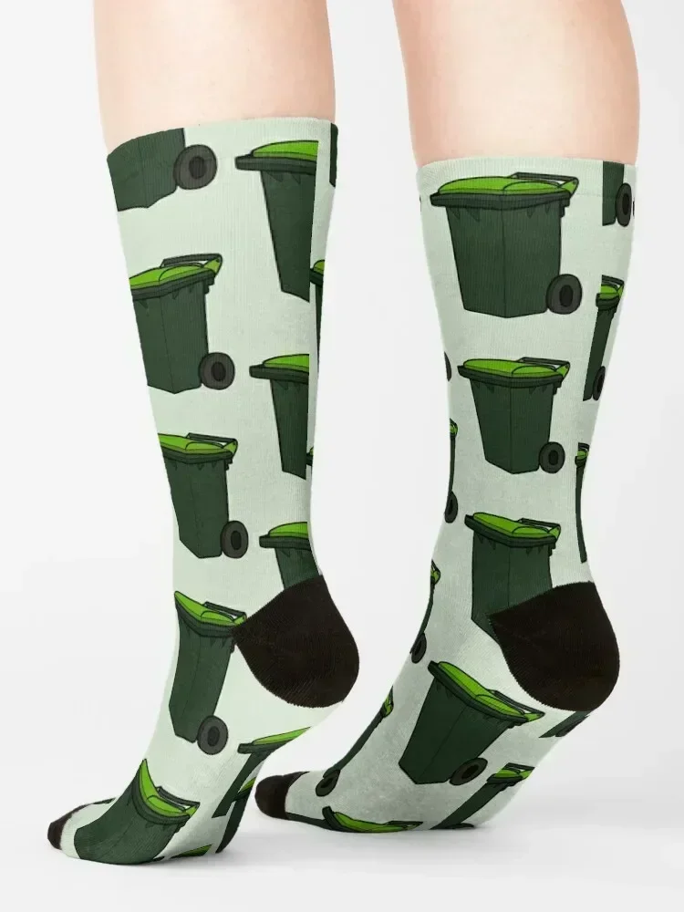 Organic Wheelie Bin- Green Lid Illustration Socks designer brand Run hiphop Stockings compression Men Socks Women's