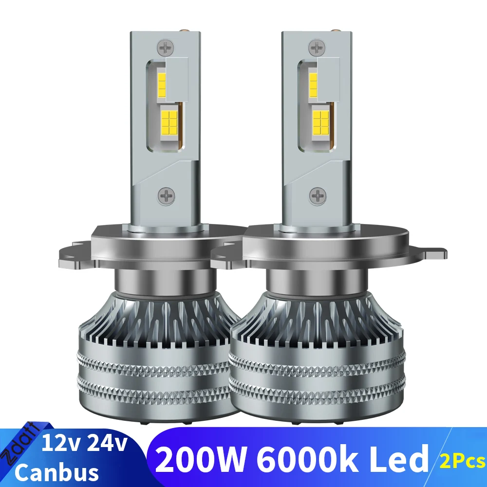 

Zdatt 200W H7 H11 h4 светодиодные фары высокой мощности H1 H8 H9 HB4 HB3 9005 9006 Canbus турбо Лампа 6000K, белая Автомобильная строка 12 в 24 В