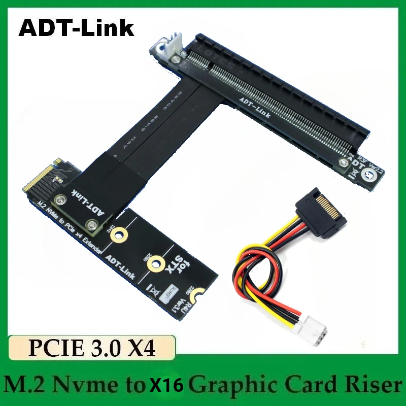 

Перемычка углового удлинителя M.2 NGFF NVMe к PCI-E 3.0 X16 для видеокарты PCIe x16 Расширение STX Gpu к M.2 (ultra SSD M-key)