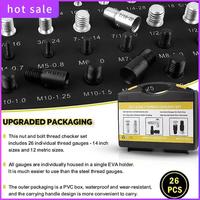 A26I-26Pcs Nut And Bolt Thread Checker- Thread Gauge Suitable For Detecting Fixed Bolts Or Threaded Holes In Enclosed Areas