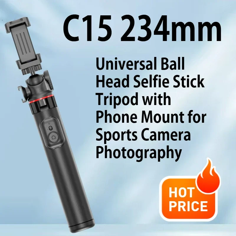 

C15 Universal Ball Head Selfie Stick Tripod with Phone Mount for Sports Camera Photography