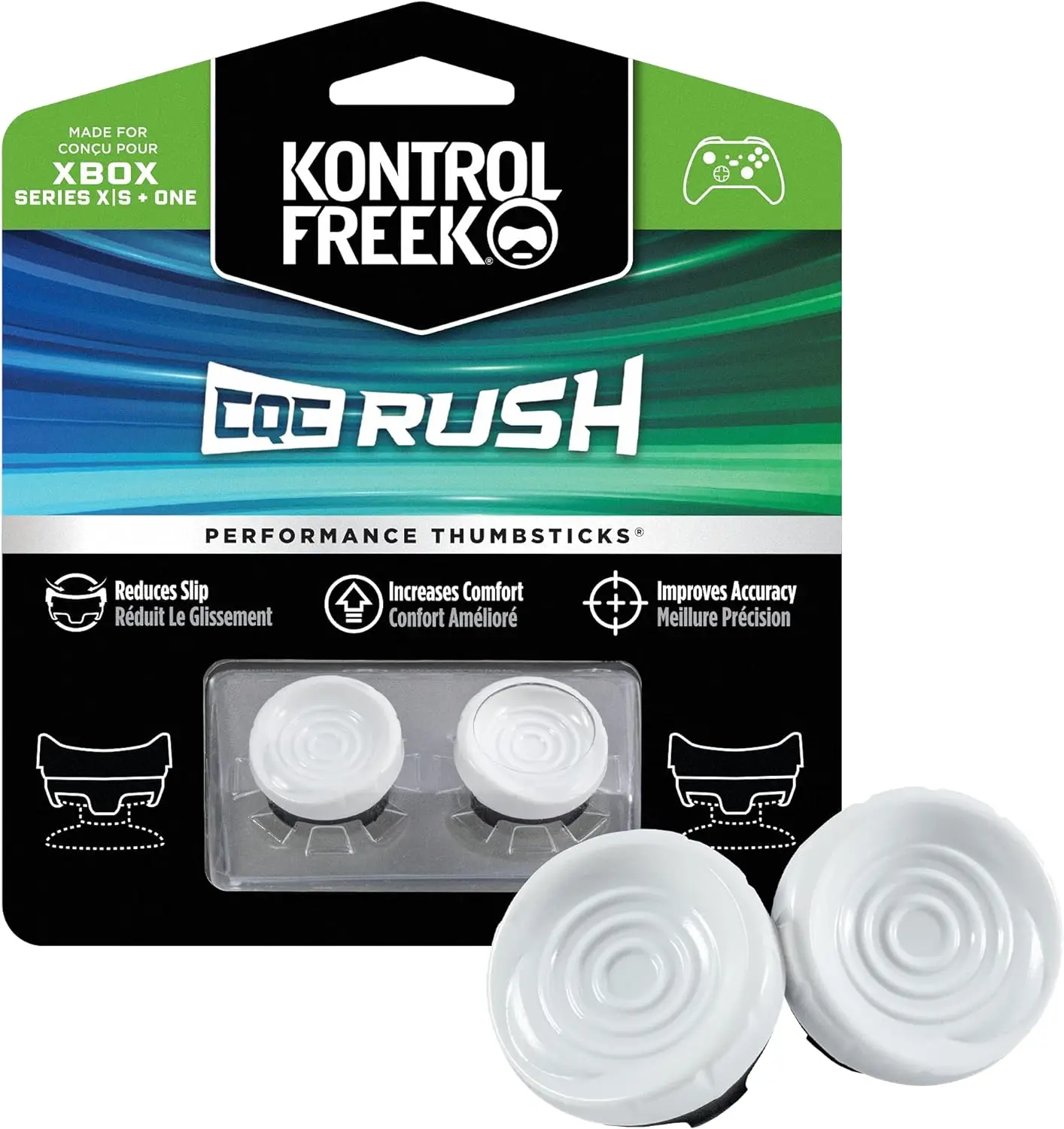 KontrolFreek FPS Freek CQC Rush for Xbox One and Xbox Series X Controller | Performance Thumbsticks | 2 Mid-Rise Concave | White