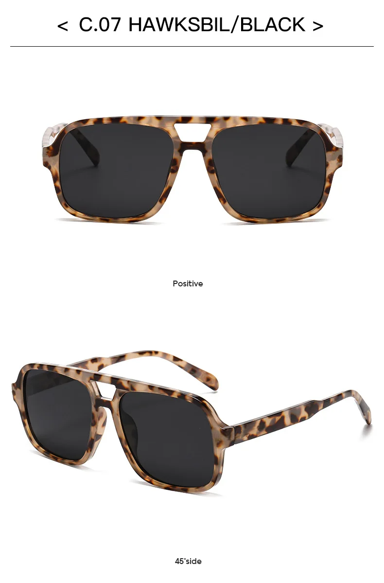 Mode gelbes Quadrat Frauen Sonnenbrille Retro Doppelbrücken großen Rahmen Sonnenbrille Frau Mode Luxus Designer Sonnenbrillen Brillen – Detail 21