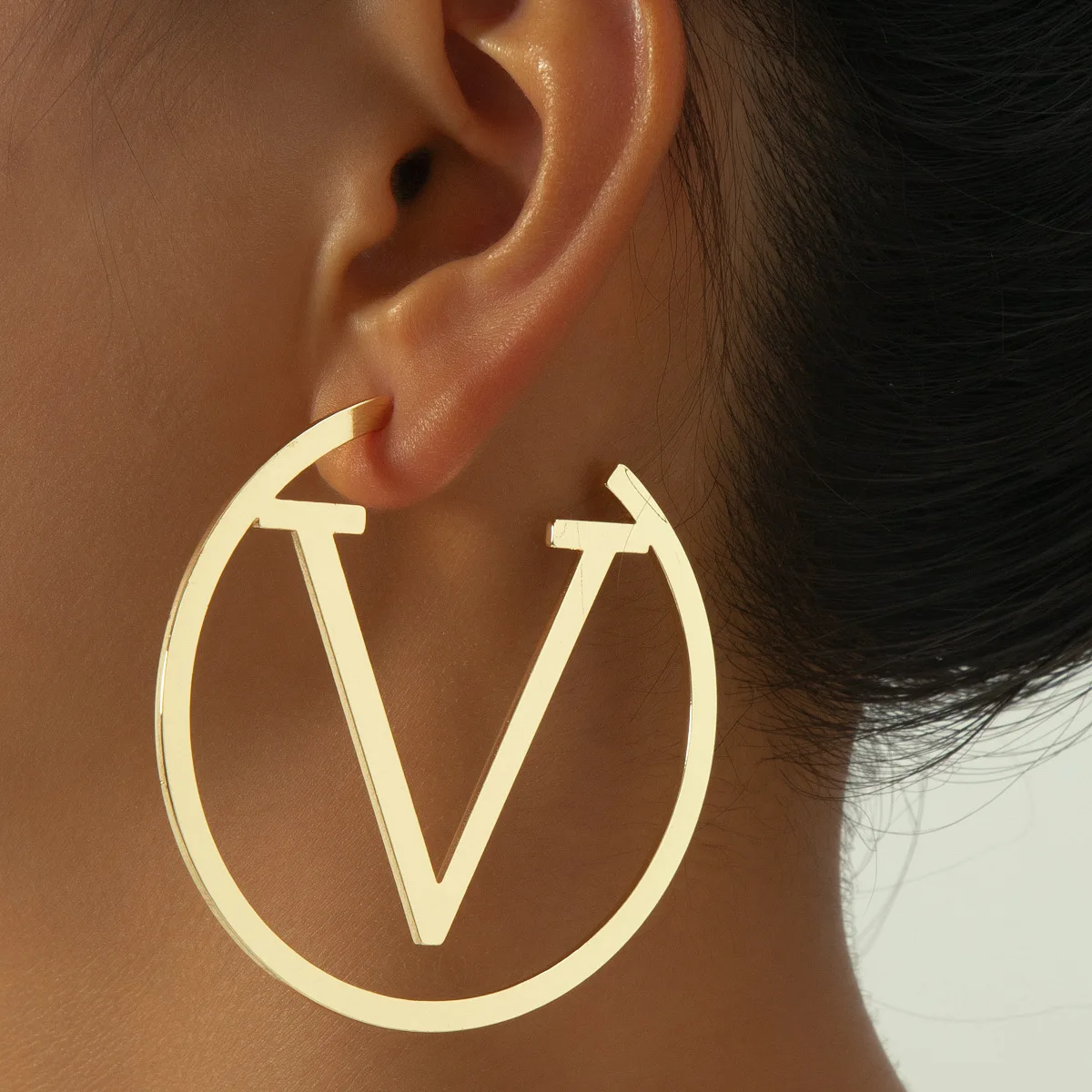 Big Earrings Women 18k Gold Plated V Latest Style Earring Aretes Designer Big Earrings fashion dangle earrings Hoop Earrings
