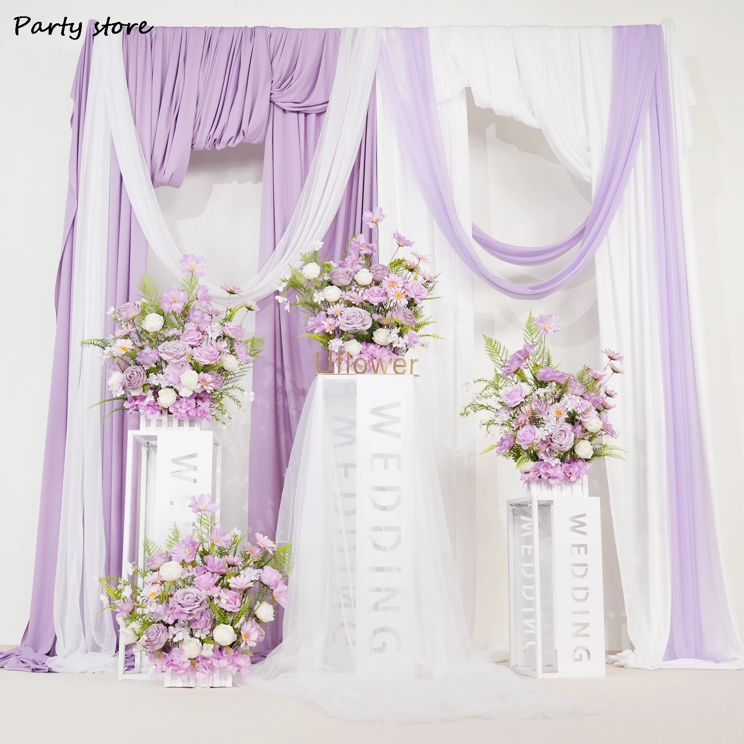 

Uflower Purple Series Chrysanthemum Rose Greenery Fence With Flower Wedding Event Floral Supplies Home Table Garden Decoration