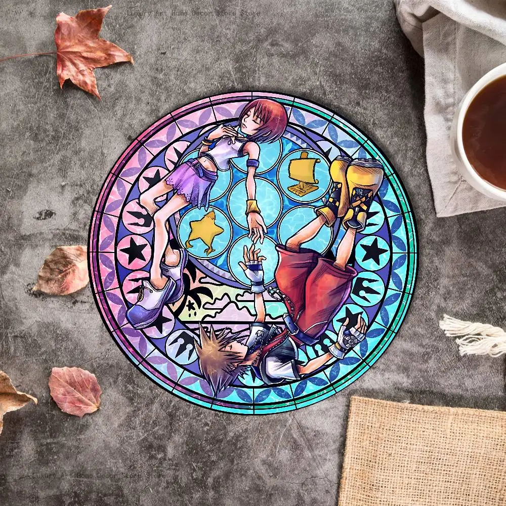 K-Kingdom H-Hearts Game Round Wooden Coasters For Cute Design Suitable for Drinks Tea,Coffee Home Perfect Gift
