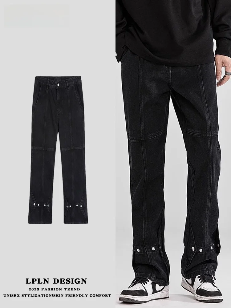 

Джинсы LPLN Bla с пуговицами, прямые, облегающие, расклешенные, длинные брюки в стиле High Street American, весна-осень