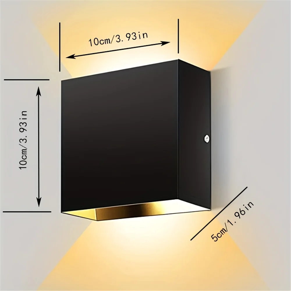 Hard Wired LED Indoor Wall Light Interior Up And Down Light Wall Sconces Modern Black Bedroom 6W Aluminum Wall Lamp Fixtures