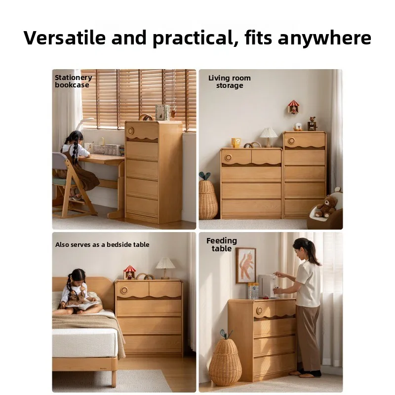 Solid wood chest, log wind bedroom bedside locker, household feeding table storage chest