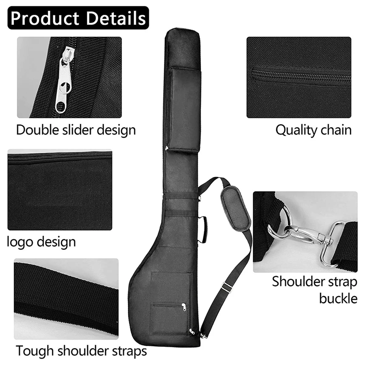 Small Golf Bags, Golf Bag, Sun Day Golf Carry Bag Foldable for Driving Range, Practice Clubs Black