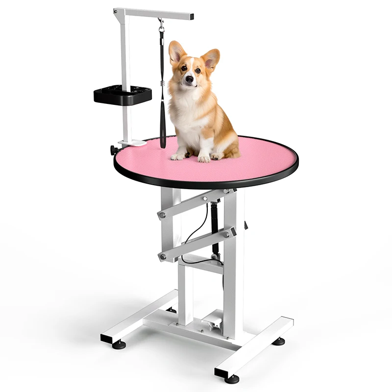 FT‑819 Air Lift Dog Grooming Table Round Pink Desktop Pet Grooming Station