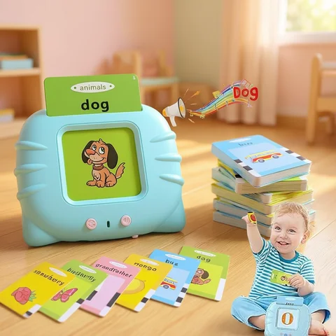 Talking Flashcards for Kids Early Education Flash Card Learning Toys Talking Flashcards for Kids Preschool English Electronic Audio Book Machine Gift