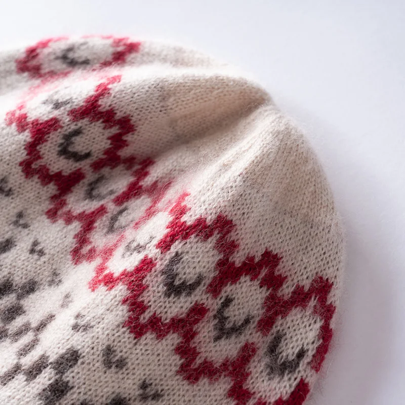 100%Quality Cashmere Beanies For Women Warm Winter Hat Outdoor Casual Knitted Skull Cap Female Colorful Jacquard Ribbed Hats