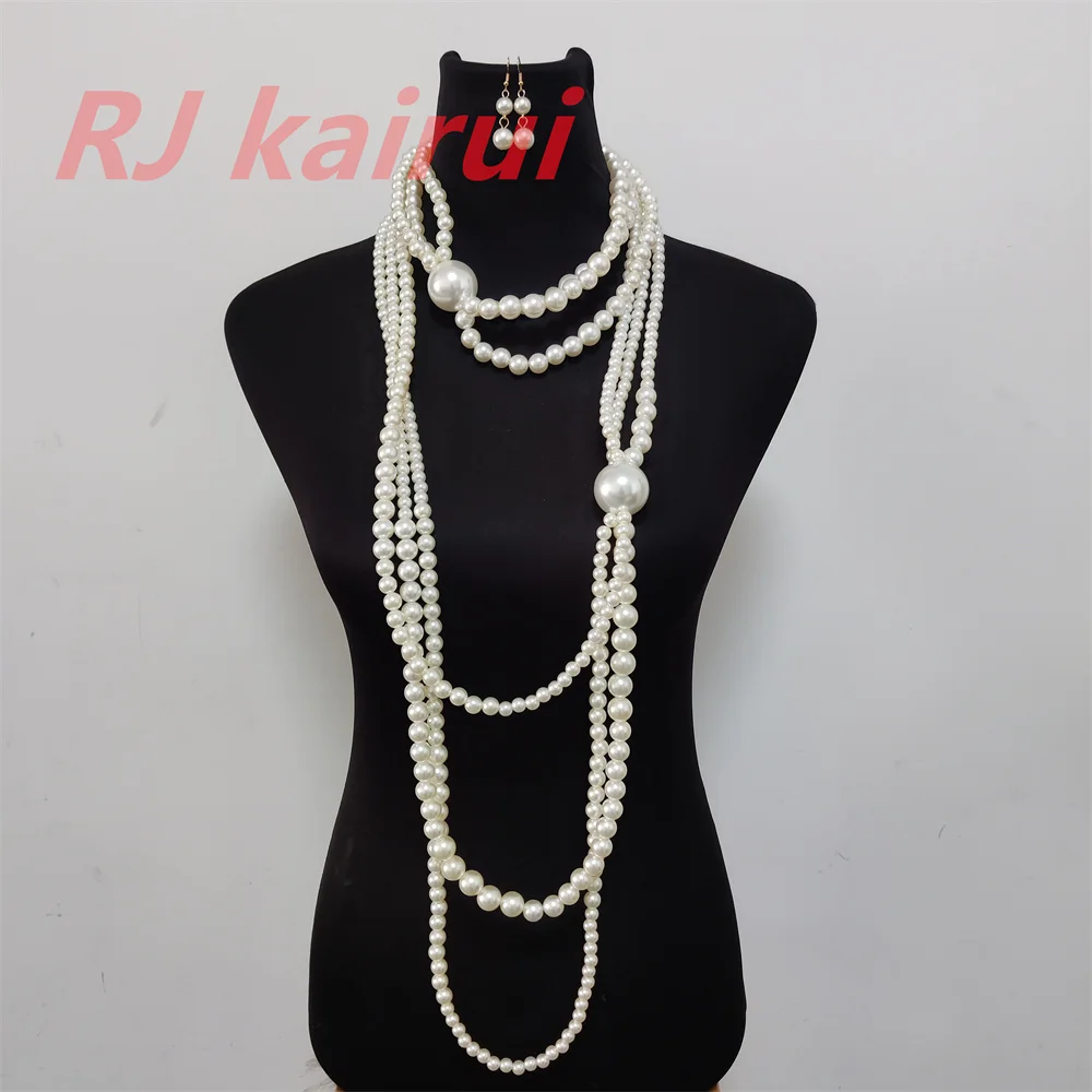 Fashion Style P09 Women Sexy Imitation White Pearls Necklace Beads Earrings Jewelry