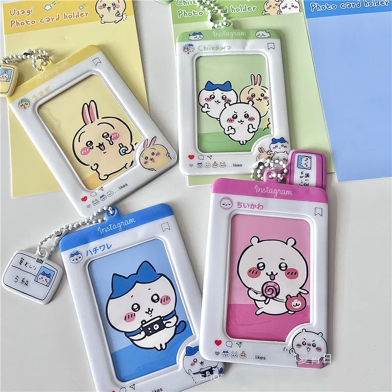 치카와 카드홀더 만화 Hachiware 인증서 카드홀더 키체인, 캠퍼스 카드 식사 카드, 버스 카드 펜던트 액세서리, 3 인치
