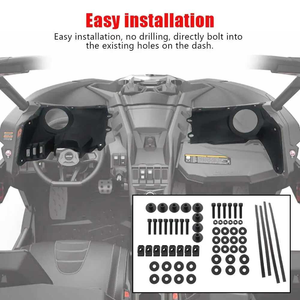 ملحقات UTV مقاس 6.5 بوصة لوحة مكبر صوت أمامية سوداء مجموعة أدوات ستيريو لـ Can-Am Maverick X3 XDS XRS MAX Turbo R DS RS 2017-23