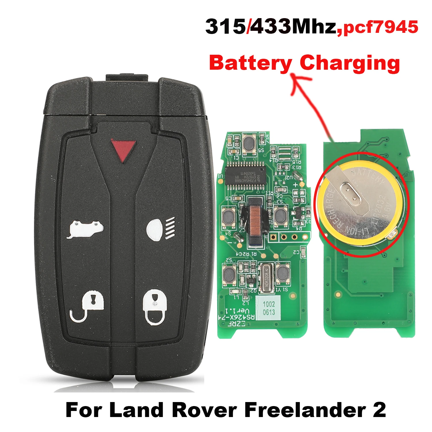 jingyuqin Remote 315/433Mhz pcf7945 Car Key For Land Rover Freelander 2 Discovery Control Smart Key Battery Charging With Logo