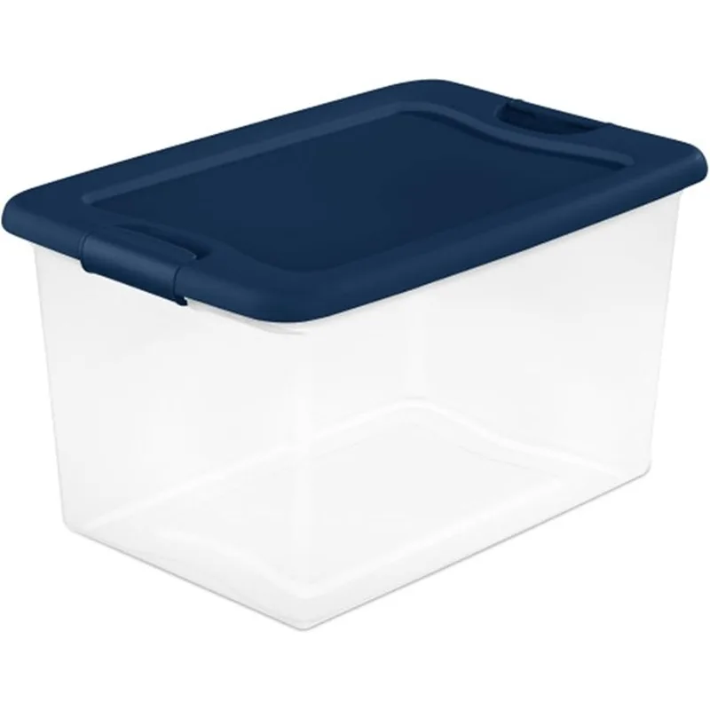 

24-Pack Color Program, Large Clear Plastic Storage Bins with Lids, 64 Quart, Blue - Stackable Organizing Container Boxes for Clo
