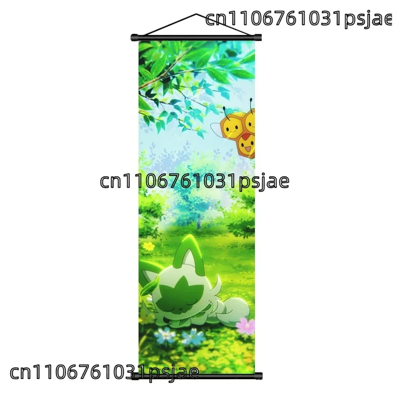 Sprigatito Scroll Art، مصنوع بشكل جيد، مجموعة في بلوم، للعشب - النوع من جامعيين، يظهر النعمة واللطيفة