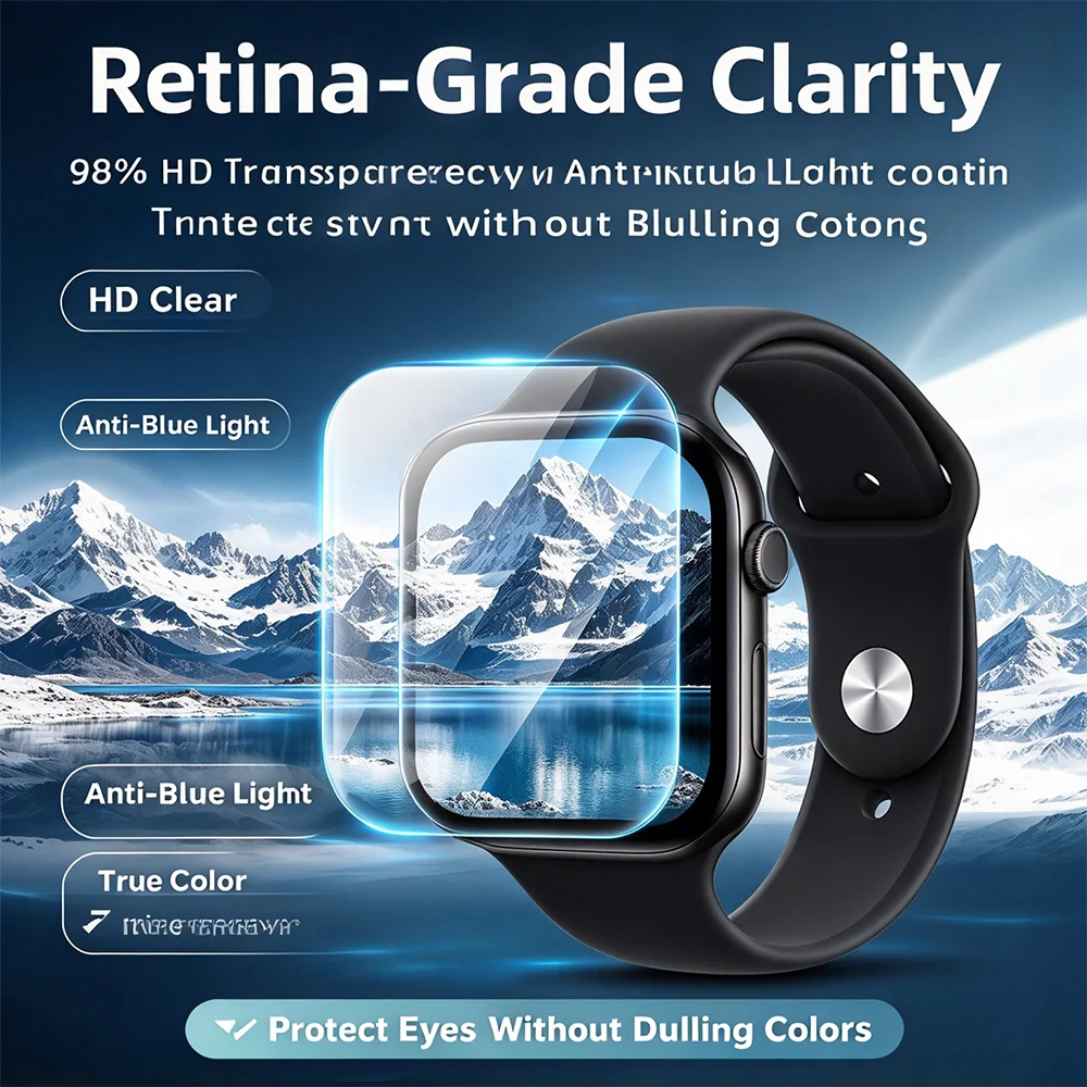 Hydrogel Film for Apple Watch Series 12 42mm/46mm Anti-scratch HD Full Coverage Protective Screen Film Accessories