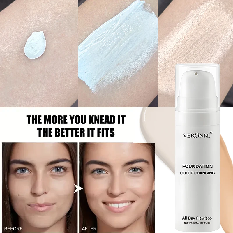 15ml ファンデーション カラーチェンジング メイクアップベース ヌードフェイス フルカバー マットコンシーラー ロングラスティング メイクアップ リキッドファンデーションクリーム