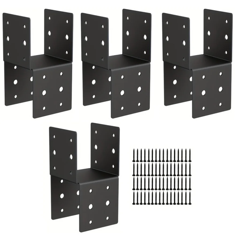 HeavyDuty Steel Post for 4x4 Wood Columns 4Pack with Mounting Hardware for Secure Outdoor Deck Fence and Gazebo Support