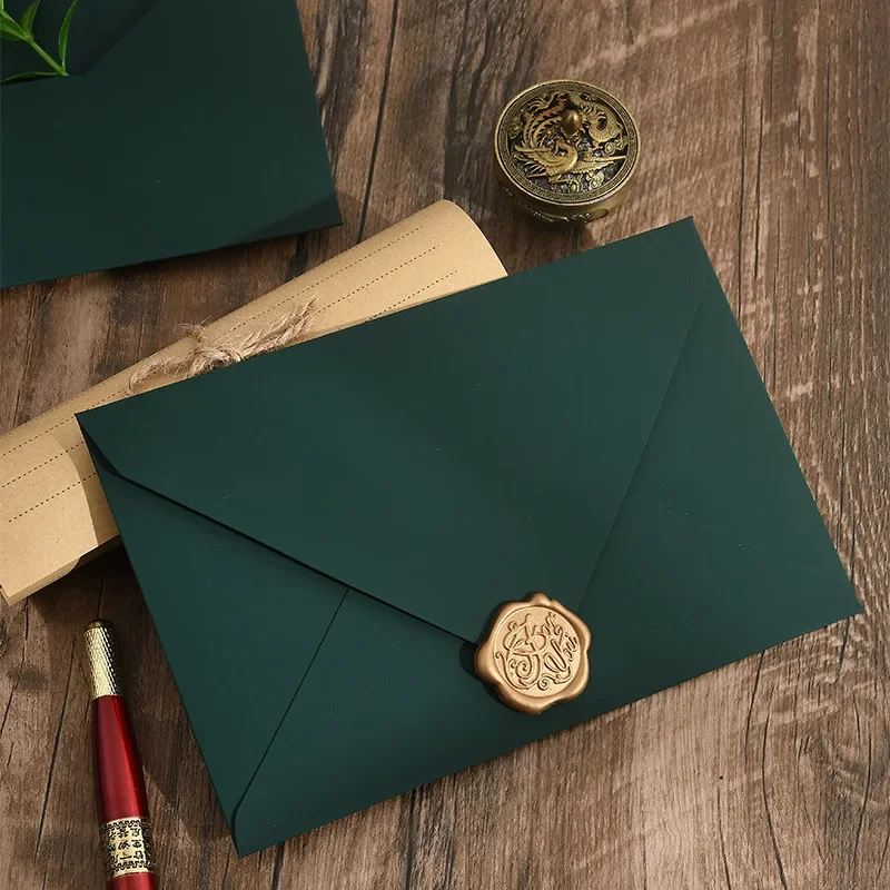 30pcs/lot Green Envelope High-grade 250g Paper Small Business Supplies Stationery Envelopes for Wedding Invitations Postcards