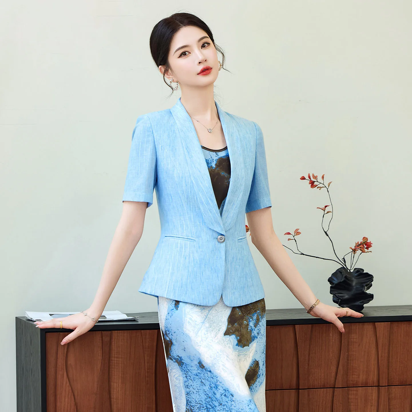 Summer Blazer Dress Suits Women Business Work Uniform Office Lady Professional Two Piece Set Suit Dress Female Fashion 2026