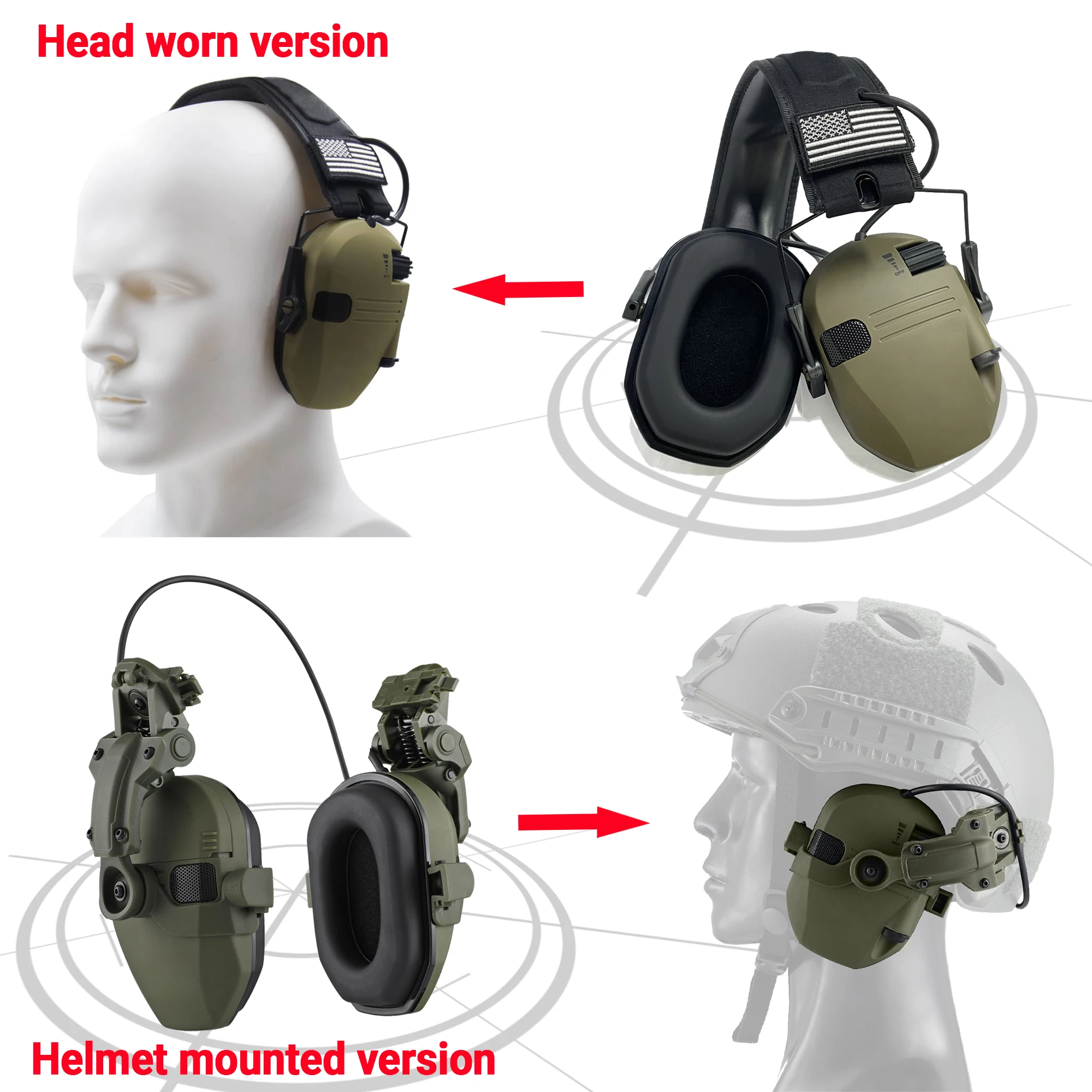 Army Shooting Earmuffs Tactical Airsoft Headset Electronic Hearing Protector Active Noise Reduction Hunting Headphone